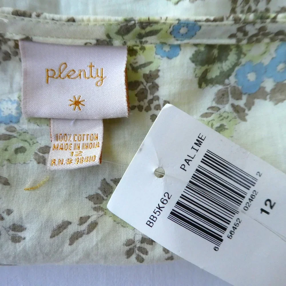 Plenty Peasant Floral Top Country Waist Cincher Tie Belt Keyhole Button Front 12 - Picture 5 of 6